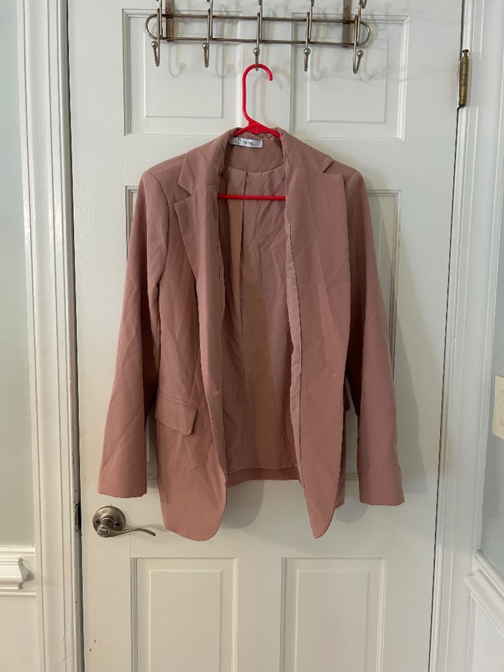 Cicybell Blush Pink Blazer Open Front Long Sleeve Lightweight Workwear